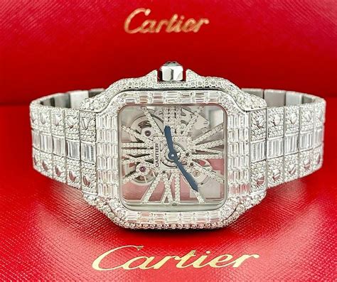 skeleton watch cartier|cartier skeleton watch iced out.